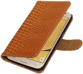 Wicked Narwal | Snake bookstyle / book case/ wallet case Hoes voor Samsung Galaxy J2 (2016 ) J210F Bruin