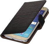 Wicked Narwal | Croco bookstyle / book case/ wallet case Hoes voor Samsung Galaxy J2 (2016 ) J210F Zwart