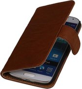 Wicked Narwal | Echt leder bookstyle / book case/ wallet case Hoes voor HTC One E8 Bruin