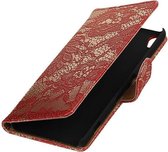 Wicked Narwal | Lace bookstyle / book case/ wallet case Hoes voor sony Xperia XA Rood