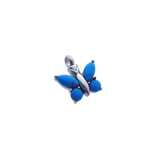 Ashanger vlinder staal zilverkleurig blauw 2.5cm