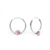 Aramat jewels ® - 925 sterling zilveren kinder oorringen met roze kristallen