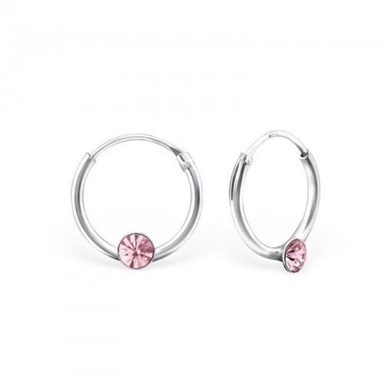 Aramat jewels ® - 925 sterling zilveren kinder oorringen met roze kristallen