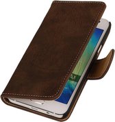 Wicked Narwal | Bark bookstyle / book case/ wallet case Hoes voor Huawei Mate 7 Donker Bruin