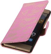Wicked Narwal | Lace bookstyle / book case/ wallet case Hoes voor Huawei Huawei Ascend P8 Lite Roze