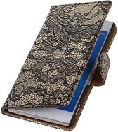 Wicked Narwal | Lace bookstyle / book case/ wallet case Hoes voor sony Xperia Z4 Z3+ Zwart