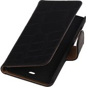 Wicked Narwal | Croco bookstyle / book case/ wallet case Hoes voor Microsoft Microsoft Lumia 430 Zwart