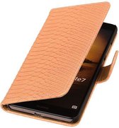 Wicked Narwal | Snake bookstyle / book case/ wallet case Hoes voor Huawei Mate 7 Licht Roze