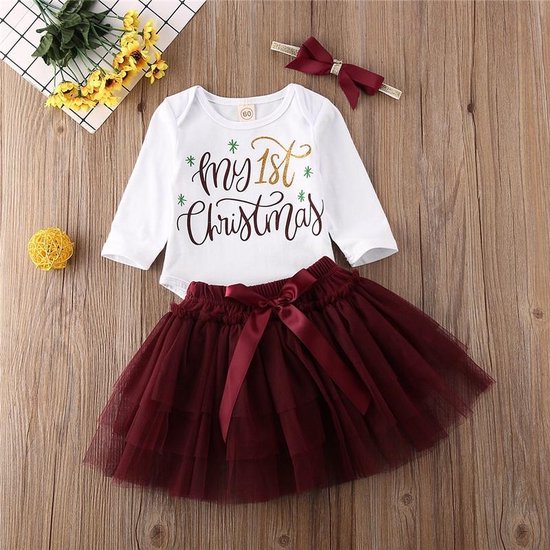 Kerst kleding baby - kerstkleding - newborn Christmas outfit - donkerrood |  bol.com