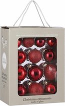 26x Glazen kerstballen rood 5-6-7 cm - glans en mat - Kerstboomversiering/kerstversiering kerstballen van glas