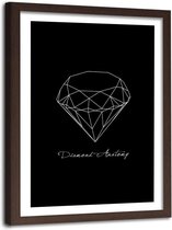 Foto in frame , Anatomie van een Diamant , 80x120cm, zwart wit , wanddecoratie