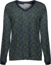 GEISHA - Top AOP leaves & tape at neck&cuff - 000625 - blue/green combi
