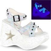 Demonia Plateau Sandaal -37 Shoes- DYNAMITE-02 Glitters Wit/Multicolours