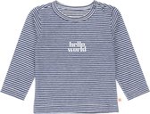 Little Label - baby shirt - stripe navy world - maat: 56 - bio-katoen