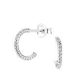 Joy|S - Zilveren twisted halve hoepel oorringen 12 mm