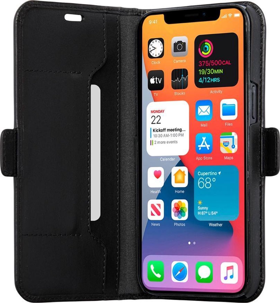 iPhone 12 Pro Max Bookcase hoesje - dbramante1928 - Effen Zwart - Leer