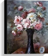 Canvas  - Roze Bos Bloemen Geschilderd  - 30x40cm Foto op Canvas Schilderij (Wanddecoratie op Canvas)