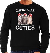 Kitten Kerstsweater / Kersttrui Christmas cuties zwart voor heren - Kerstkleding / Christmas outfit L