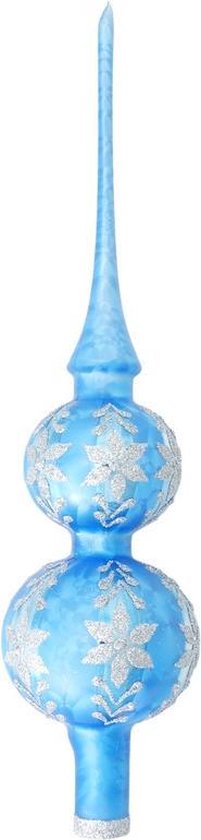 Malawi Mislukking Voorschrijven Luxe blauwe piek met glitter ijsbloemen 30 cm kerstpieken -... | bol.com