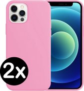 Hoes voor iPhone 12 Pro Max Hoesje Siliconen Case Hoes Cover - Hoes voor iPhone 12 Pro Max Hoes Hoesje - Roze - 2 PACK