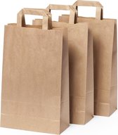Papieren tassen - Draagtassen bruin 22cm breed per 100 stuks