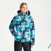Dare2B Province ademende waterdichte, geïsoleerde ski-jas met capuchon met rand van imitatiebont voor dames, Outdoorjas, azuurblauw