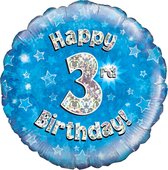 happy 3th birthday - blue - 18"