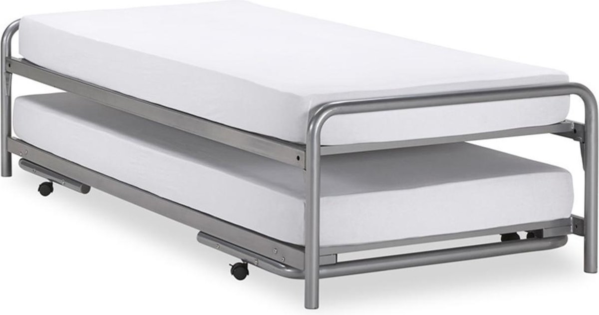 bol com beter bed basic bed onderschuifbed doppia eenpersoons 90x200cm zilver