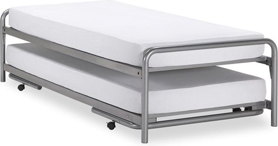steek journalist honing Beter Bed Basic Bed met onderschuifbed Doppia - 90 x 200 cm - zilver |  bol.com