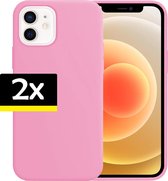 Hoes voor iPhone 12 Mini Case Hoesje Siliconen Hoes Back Cover Roze - 2 Stuks