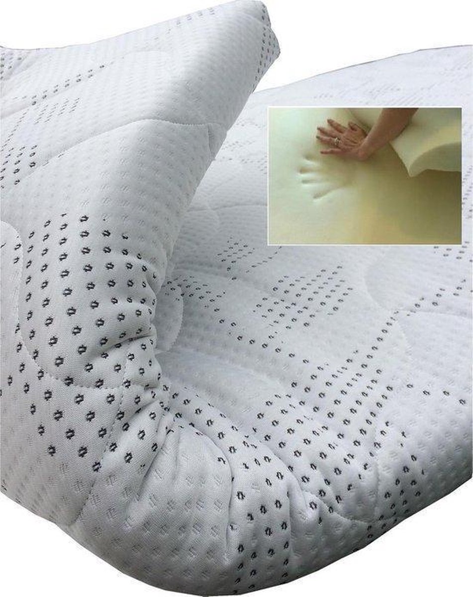 Slaaploods.nl Topdekmatras - Traagschuim Deluxe - 90x190 cm - Dikte 8 cm Wit