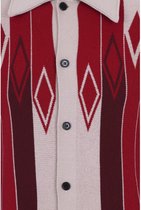 Collectif Heren Luca Diamond Lange Mouw 60's Cardigan Rood