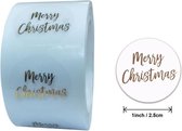 Stickers 'Merry Christmas' transparant kerst -hobby - stickers - goudkleurig - rond - 500 + 40 stuks - op rol - bedrijfstickers hobbystickers