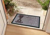 Design deurmat Life whit a Dog wasbaar 30°C - grijs/bruin 45x75 cm