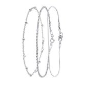 Lucardi Dames Gerecycled zilveren set met 3 armbanden - Cadeau - Moederdag Set - 925 Zilver - Zilverkleurig