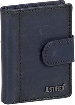 Justified Bags® Burned Leather Creditcard Holder Coinpocket + Box Navy