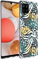 iMoshion Design voor de Samsung Galaxy A42 hoesje - Jungle - Wit / Zwart / Groen