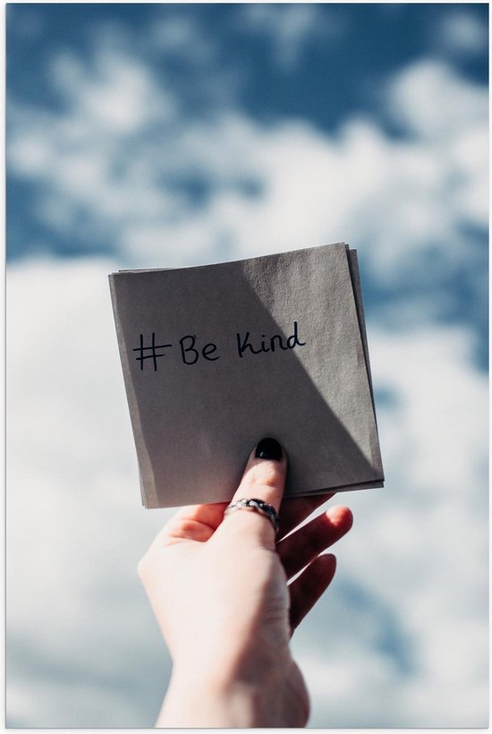 Poster – #Be kind op wit Papier - 40x60cm Foto op Posterpapier