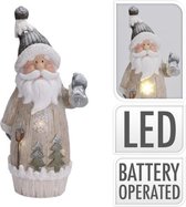 Kerstman Met Zilveren Bel - LED Verlichting - 55 cm
