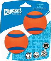 Chuckit Ultra Ball – Hondenspeelgoed – Hondenbal – Gemaakt van duurzaam rubber – Drijvend hondenspeeltjes – Voor elk terrein – Maat M – Diameter 6 cm – Oranje – 2 stuks