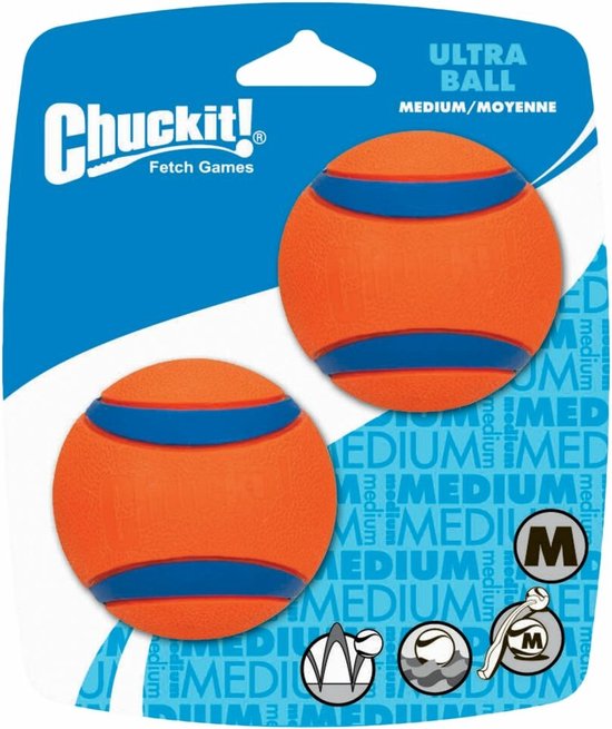 Chuckit! Ultra Ball - Hondenbal - Duurzaam Rubber - Drijvend - Maat M - 6 cm - Oranje - 2 stuks