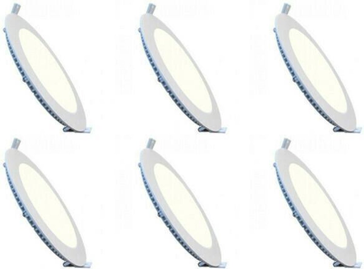 LED Downlight Slim 6 Pack - Inbouw Rond 3W - Dimbaar - Natuurlijk Wit 4200K - Mat Wit Aluminium - Ø83mm