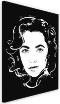 Schilderij Elizabeth Taylor , 2 maten ,Zwart wit , wanddecoratie , Premium Print