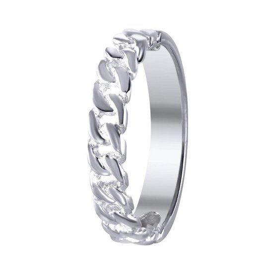 Lucardi – Dames Ring gourmetschakel – Ring – Cadeau – Echt Zilver – Zilverkleurig