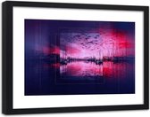 Foto in frame Baai met boten, 120x80, paars, Premium print