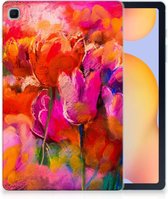 Print Case Samsung Galaxy Tab S6 Lite | Tab S6 Lite 2022 Hoes Tulips met doorzichte zijkanten