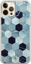 iPhone 12 Pro hoesje siliconen - Blue cubes | Apple iPhone 12 Pro case | TPU backcover transparant