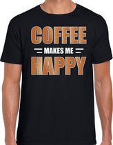 Coffee makes me happy / Koffie maakt me gelukkig t-shirt zwart voor heren - themafeest / outfit L