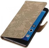 Lace Bookstyle Hoesje - Wallet Case Telefoonhoesjes - Geschikt voor Sony Xperia E4g Goud