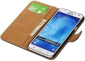 Hout Bookstyle Hoes Geschikt voor de Samsung Galaxy J5 Grijs